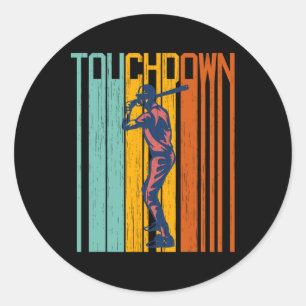 Adesivo Redondo Engraçado Touchdown Baseball Shirt Misturado S