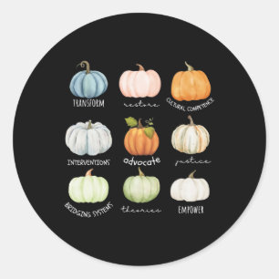 Adesivo Redondo Engraçado Trabalhador Social Halloween Fall Pumpki