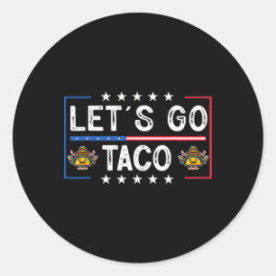 Adesivo Redondo Engraçado Trendy Retro Vamos Go Taco