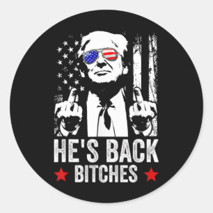 Adesivo Redondo Engraçado Trump 2024 Ele está de volta em 2025
