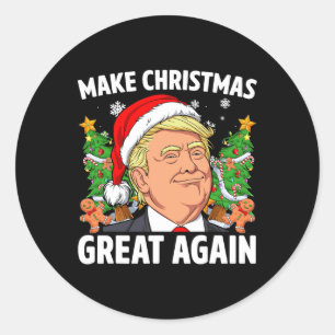 Adesivo Redondo Engraçado Trump 2024 Torne Excelente De Natal Nova
