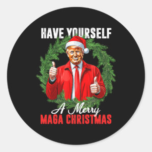 Adesivo Redondo Engraçado Trump 45 47 Tenha Um Feliz Natal