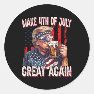 Adesivo Redondo Engraçado Trump 4 De Julho Vintage Camisas Patriot