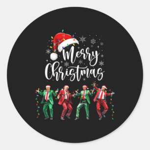 Adesivo Redondo Engraçado Trump Dance Papai Noel Feliz Natal Natal