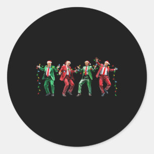 Adesivo Redondo Engraçado Trump Dance Papai Noel Natal
