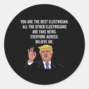 Adesivo Redondo Engraçado Trump Eletrico Lineman