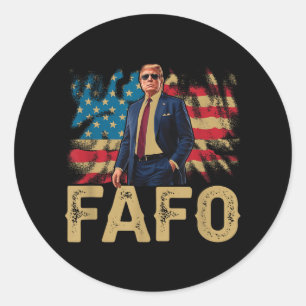 Adesivo Redondo Engraçado Trump Fafo, Y2k Fafo Trump American Flag