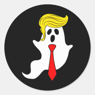 Adesivo Redondo Engraçado Trump Fantasma Trump Hair Halloween Dona