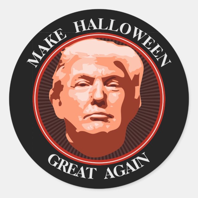 Adesivo Redondo Engraçado Trump Fazer Excelente de Halloween (Frente)