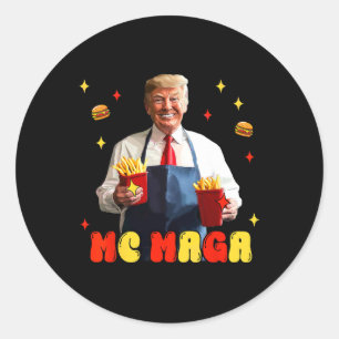 Adesivo Redondo Engraçado Trump Mc Mega Fries Comida Rápido