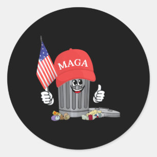 Adesivo Redondo Engraçado Trump Mega Garbage Can Personagem de des