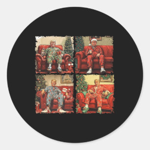 Adesivo Redondo Engraçado Trump Papai Noel Natal Xmas Pajamas Hol