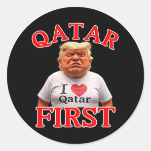 Adesivo Redondo Engraçado Trump Qatar Primeiro Jato Do Qater