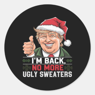 Adesivo Redondo Engraçado Trump Sem Mais Suéteres Feios De Natal X