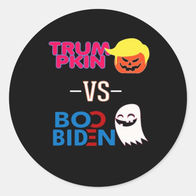 Adesivo Redondo Engraçado Trumpkin Vs Boo Biden Design Classe Hall (Frente)