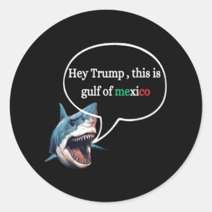 Adesivo Redondo Engraçado Tubarão-Design, Pergunte A Trump Este É 