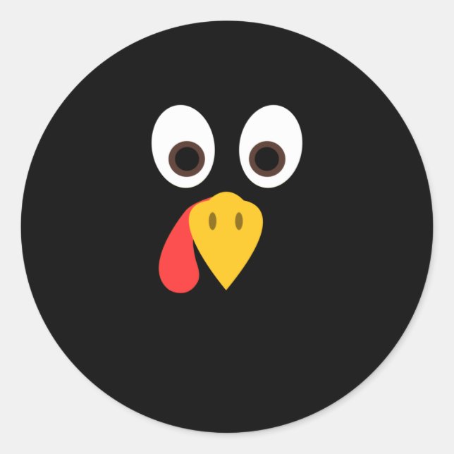 Adesivo Redondo Engraçado Turquia Enfrenta Ação de Graças (Frente)