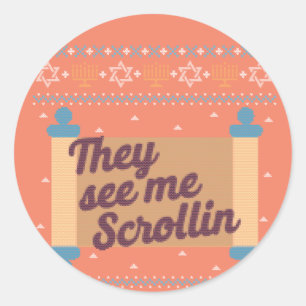 Adesivo Redondo Engraçado Ugly Hanukkah Me Vê Scrollin Tee