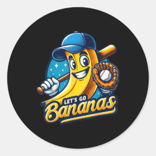 Adesivo Redondo Engraçado Vamos Bananas Cuja Fruta de Banana Jogue