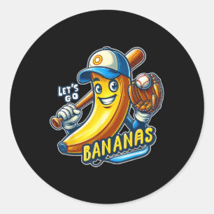 Adesivo Redondo Engraçado Vamos Bananas Cuja Fruta de Banana Jogue