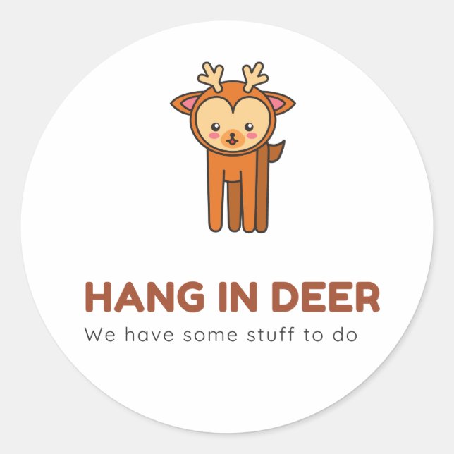Adesivo Redondo Engraçado Veado Branco (Frente)