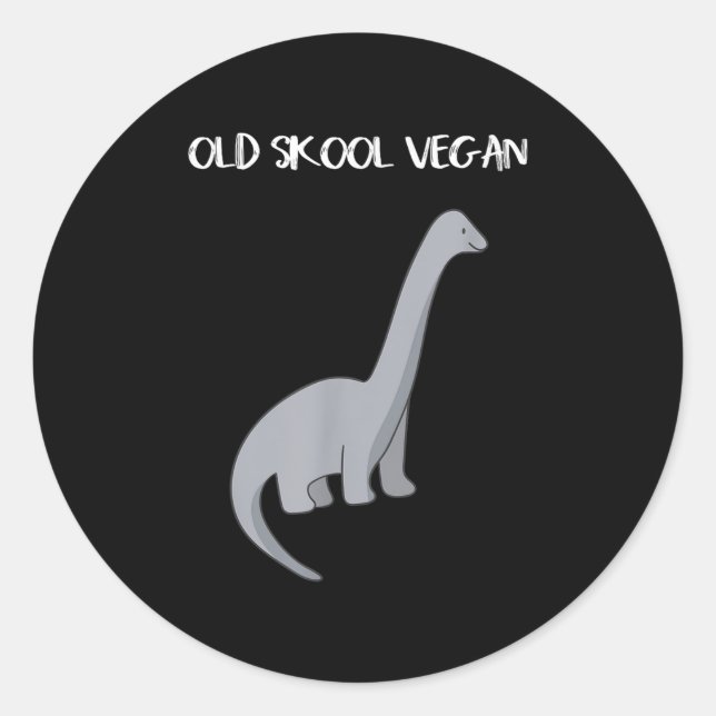 Adesivo Redondo Engraçado Vegan T Shirt Com Imagem De Dinossauro (Frente)