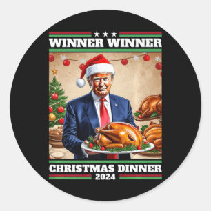 Adesivo Redondo Engraçado Vencedor do Trump Janto de Natal