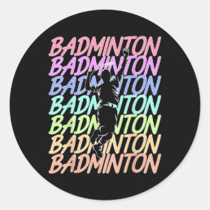 Adesivo Redondo Engraçado Vintage Badminton Shuttle Badminton Play