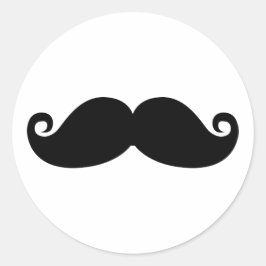 Adesivo Redondo Engraçado Vintage Black Mustache