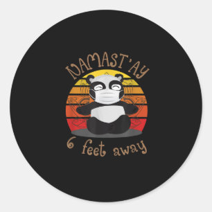 Adesivo Redondo Engraçado Vintage Namaste Panda Namast 6 Pés De Di