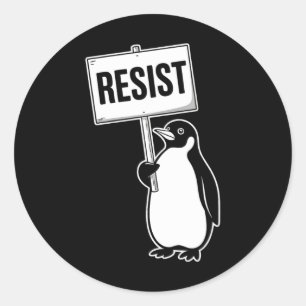 Adesivo Redondo Engraçado Vintage Penguin resiste a pinguins Legal
