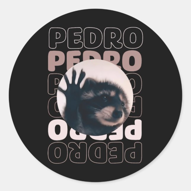 Adesivo Redondo Engraçado Viral Pedro Dancing Raccoon Meme Pedro (Frente)