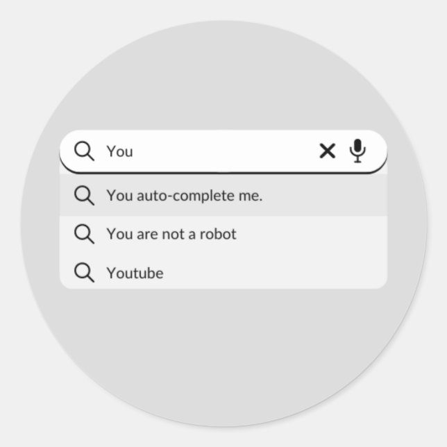 Adesivo Redondo Engraçado você completar automaticamente o humor d (Frente)