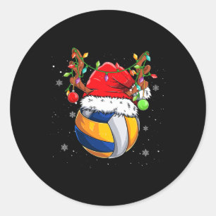 Adesivo Redondo Engraçado Vôlei Santa Hat Reindeer Cute