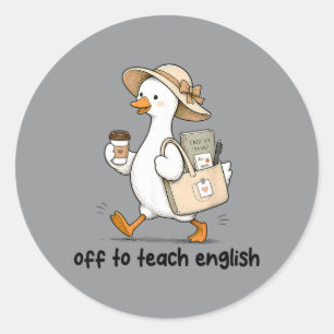 Adesivo Redondo Engraçado Volta às Aulas Para Ensinar Inglês Ela