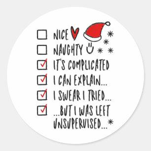 Adesivo Redondo Engraçado Xmas - Bela Lista Maldita Que Posso Expl