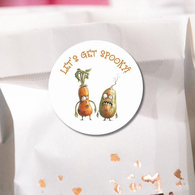 Adesivo Redondo Engraçado zombie vegetais no Halloween (Criador carregado)