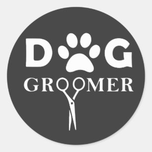 Adesivo Redondo Engraçados Pet Workwear Alinhando Cachorros Homens
