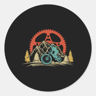 Adesivo Redondo Engrenagem Vintage Ciclismo Montanha Bicicleta Vin