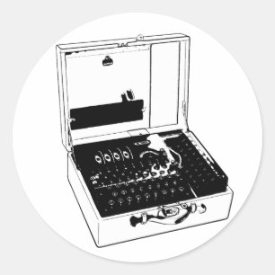 Adesivo Redondo Enigma Machine Criptography World War II