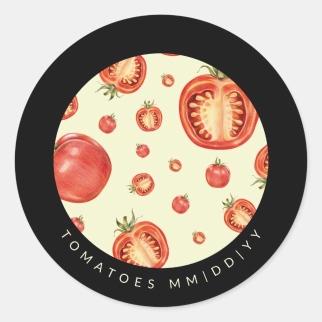 Adesivo Redondo Enlatamento | Data | Tomates (Frente)