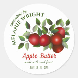 Adesivo Redondo Enlatamento de Frutas de Maçã