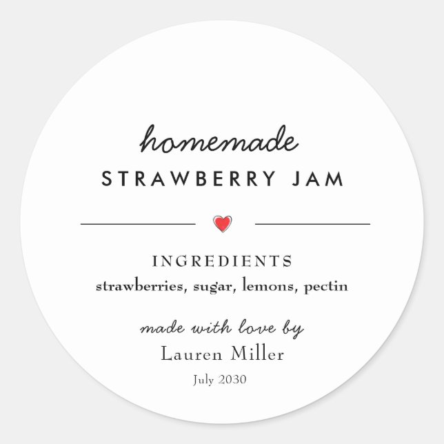 Adesivo Redondo Enlatamento de Geleia Caseira Moderna  (Frente)