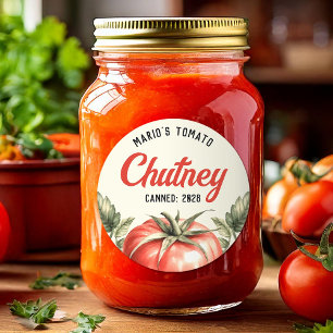 Adesivo Redondo Enlatamento de molho de tomate caseiro estilo vint