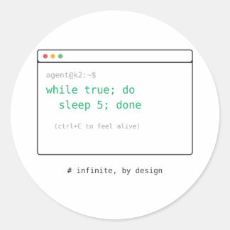 Adesivo Redondo enquanto(true): Loop Infinito - Presente de Adesiv