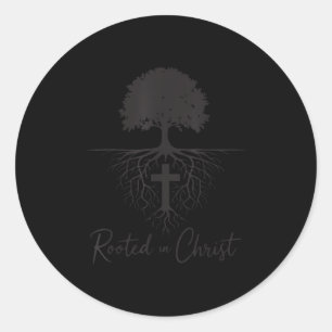 Adesivo Redondo Enraizado em Cristo Cristão Meninos Homens Deus Fi