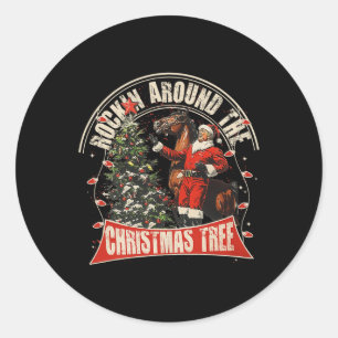 Adesivo Redondo Enroscando O Pau Engraçado Do Cowboy De Natal