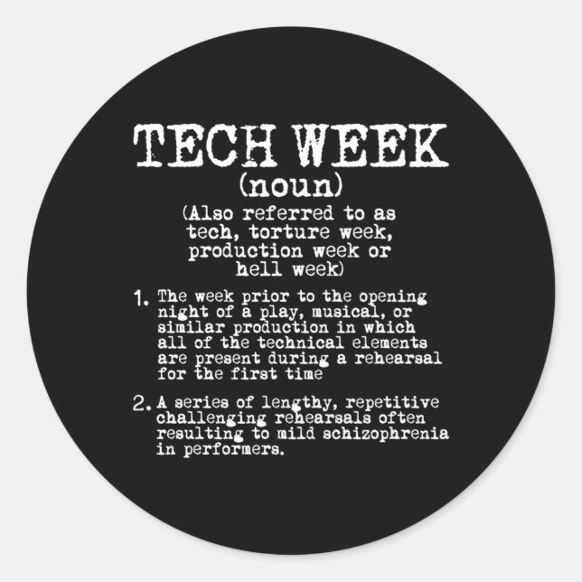 Adesivo Redondo Ensaio do Teatro de Definição da Semana Técnica (Frente)