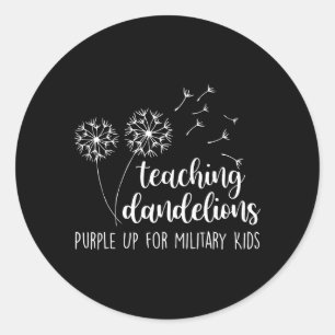 Adesivo Redondo Ensinando Dandelion Roxo para Crianças Militares