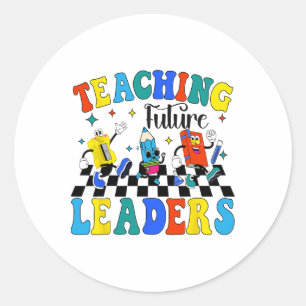 Adesivo Redondo Ensinando futuros líderes Groovy Teacher Ck na esc